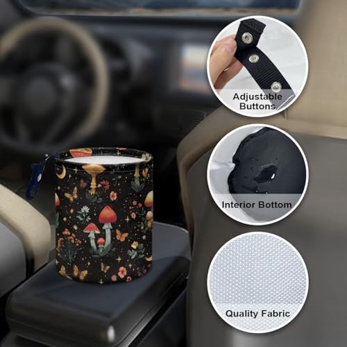 Image of Pensura Car Garbage Bag Collapsible Hanging Mushroom Butterfly Auto Trash Can for Front and Back Seats Car Organizer Auto Interior Accessory Universal Hanging Vehicle Garbage Can