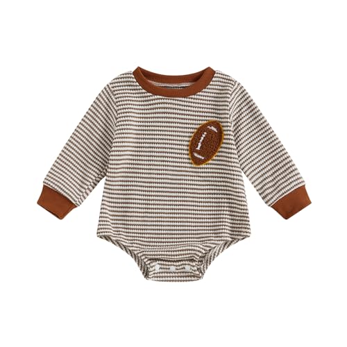 Newborn Baby Boy Football Outfit Game Day Onesie Oversized Sweatshirt Romper Long Sleeve Jumpsuit Fall Winter Clothes