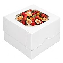 صناديق كيك TOMNK 20 قطعة، صناديق مخبز بيضاء مقاس 12x12x6 بوصة مع نافذة، حاوية حاملة كعكة يمكن التخلص منها لعيد الحب، عيد الأم، بسكويت معجنات الفطائر