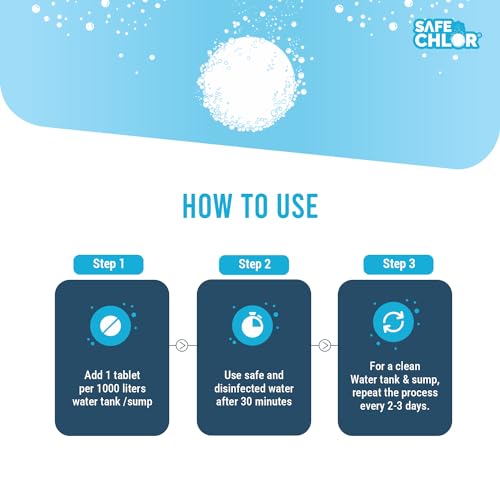 Image of 1000 L | Chlorine Tablets for Water Tanks of 1000 Ltrs, | Overhead & Underground Tanks | Water Purification Tablets | 1 Tablet to Treat 1000 liters | Pack of 30 Tablets for 30000 Ltrs