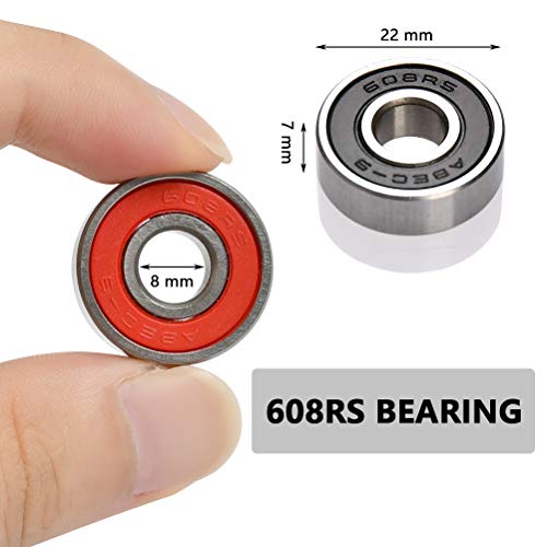 Timesetl 20 Pack 608-2Rs Ball Bearings, Double Rubber Sealed Miniature Deep Groove 608Rs Bearings For Skateboards, Inline Skates, Scooters, Roller Blade Skates, 8 X 22 X 7Mm #TOP1