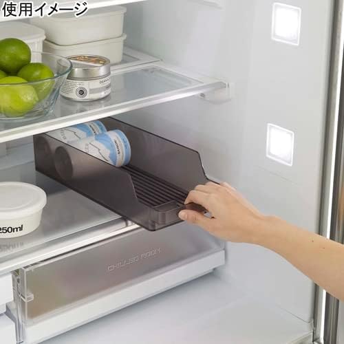 Yamazaki 5767 Refrigerator Can Stocker, Black, Approx. W 14.8 x D 5.5 x H 3.2 inches (37.5 x 14 x 8.2 cm), Tower Tower Refrigerator Storage, Can Be Used Without Waste Back
