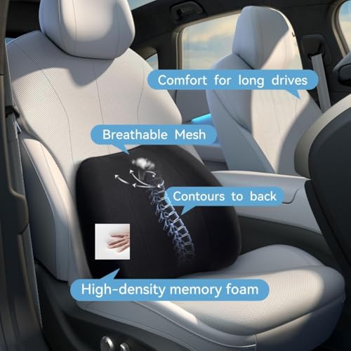 Image of TOPABYTE 2 Set Combo Car Neck & Back Pillow Memory Foam Support Cushion, Neck Pillow for Car Headrest, Car Seat Back Support for Long Drives, Cars Pillows for Back Side Comfort, Universal Fit Design