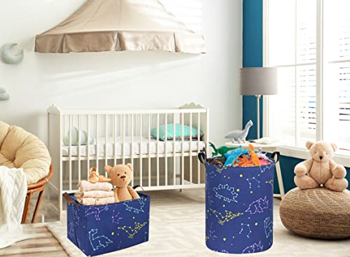 Sanjiaofen Dinosaur Storage Baskets Kids Laundry Hamper With Waterproof Coating Boys Laundry Basket Toy Bins Baby Hamper Nursery Hamper For Boys Room Decor, Gift Storage Bin.(Constellation Dinosaur) #TOP1