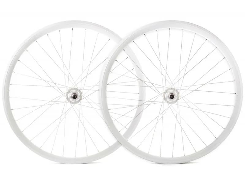 Santafixie Singlespeed Laufradsatz 700C 30 mm – Aluminium Felgen mit Bremsflanke & Industrielager Naben (Weiß/Weiß)