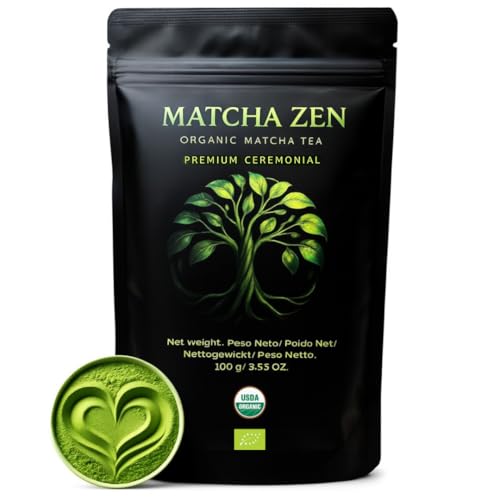 Té Matcha Grado Ceremonial Premium Bio 100 G| Matcha 100% EcolóGico | Té Verde En Polvo OrgáNico | Macha En Polvo Para Ceremonia Tradicional Con Agua Y Latte | Matcha Zen-image