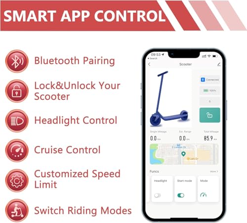 Image of Maxshot Electric Scooter, 350W /500W Powerful Motor, 19-22 MPH Max Speed, 15-28 Miles Range, Foldable escooter with Dual Braking Systems, Smart APP