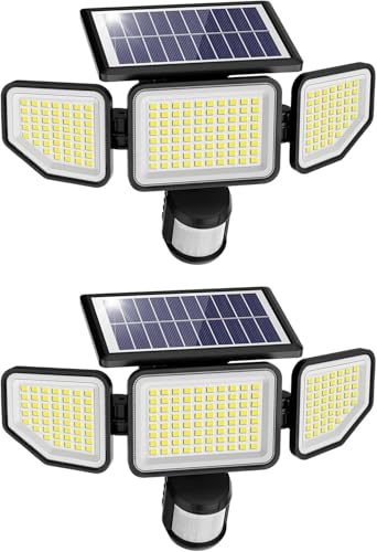 Solar Outdoor Lights LED Security Lights,4 Heads Motion Sensor Lights,