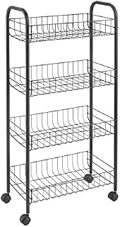 Metaltex Ascona 4-Tier Trolley with Wheels - Multipurpose Storage Cart for Home including Kitchen, Bathroom, Office, and Garage  Polytherm Lava, 41 x 23 x 84 Centimetres