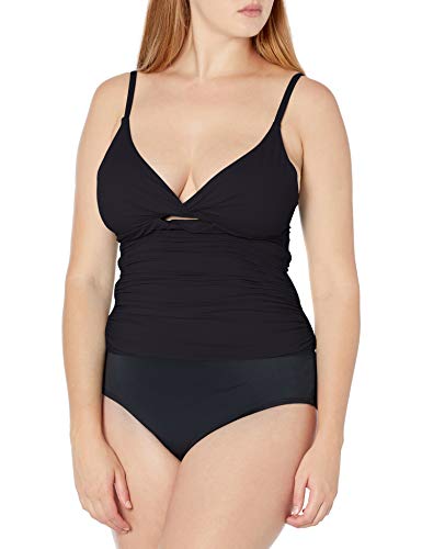 La Blanca Women's Island Goddess Twist Keyhole Front Tankini Swimsuit Top, Black, 8