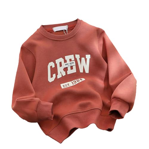 Toddles Kids Sweatshirt Boys Long Sleeve Letters Print Girls Crewneck Pullover Sweatshirts Casual Tops Brick Red 7-8 Years