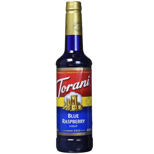 Torani Syrup Blue Raspberry Flavour (750ml) – Premium Cane Sugar Cocktail Syrup for Iced Tea, Sodas, Lemonade & Mocktails – Tart Berry Taste, Dairy-Friendly