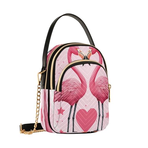 Beautiful Flamingos Shoulder Bags for Women Retro Classic Handbag Purse Small Purses with Chain3