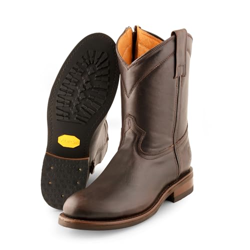 Men's Leather Roper Boot with Zipper and Oil Resistant Vibram Sole Style 16772