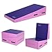 GYMAX Incline Gymnastics Mat, Wedge Shape Gymnastics Incline Mat Folding Gymnastics Gym Fitness Tumbling Mat, Ideal for Tumbling, Practice & Exercise (Pink+Purple, 60"X30"X14")