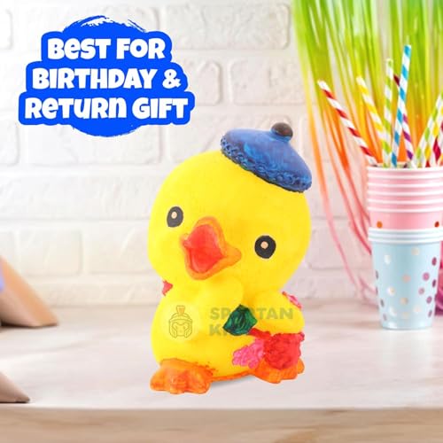 Image of Spartan Kids Paint Your Own Duck Piggy Bank for Kids, DIY Watercolor Craft Activity Set with Lock, 190mm Height, Creative Money Saving Box for Boys and Girls, Best Birthday Party Return Gift (5, Duck)