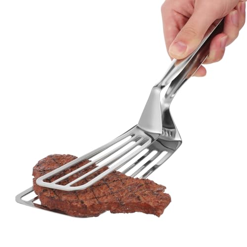 Stainless Steel Spatula Tongs for Cooking Fish Gripper Handy Pizza Clip Slotted Double Spatula Grill Tongs Metal s for Kitchen Use Fish