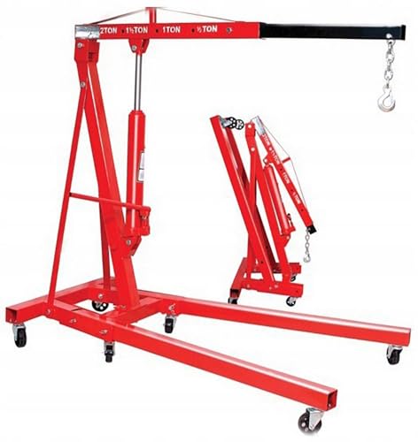 Start Grúa elevadora para cabras plegable sobre ruedas, capacidad 2 toneladas, brazo ajustable en 4 posiciones, dimensiones abiertas 158x106x156 cm, ideal para talleres y garajes