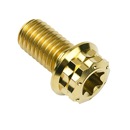 Image of Titanium Flange 12 Point Head M8 x15 20 25 30 35 40 45 50 55 60 65mm Screw Bolt Pack of 4 (M8x15mm, Gold)