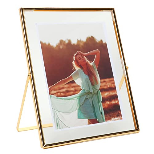 Ahago Floating Frame (Gold, 8"X10"), For Multiple Photo Sizes (7X9, 6X8, 5X7), Vertical Adjustable Tabletop Photo Frame, Classy Gift Choice For Father’s Day, Home Or Wedding Decoration… #TOP6