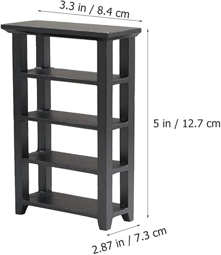 Miniatura 7 de Toyvian Mini estantería para casa de muñecas, modelo de estantería en miniatura, mini gabinete de cajón de casa de 4 capas, muebles de micro escena