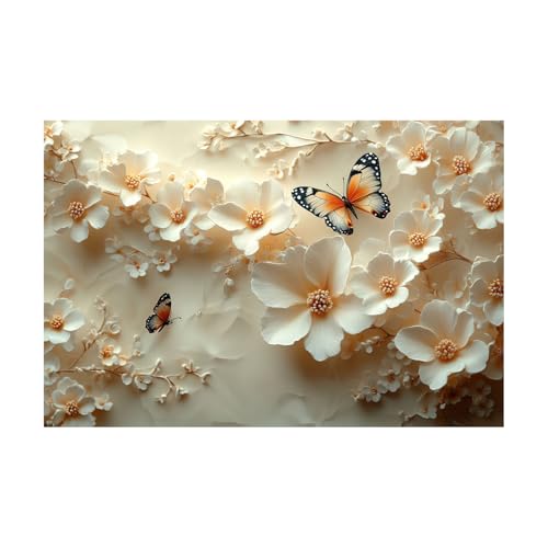 Poster d'art mural moderne 3D fleur blanche design raffiné