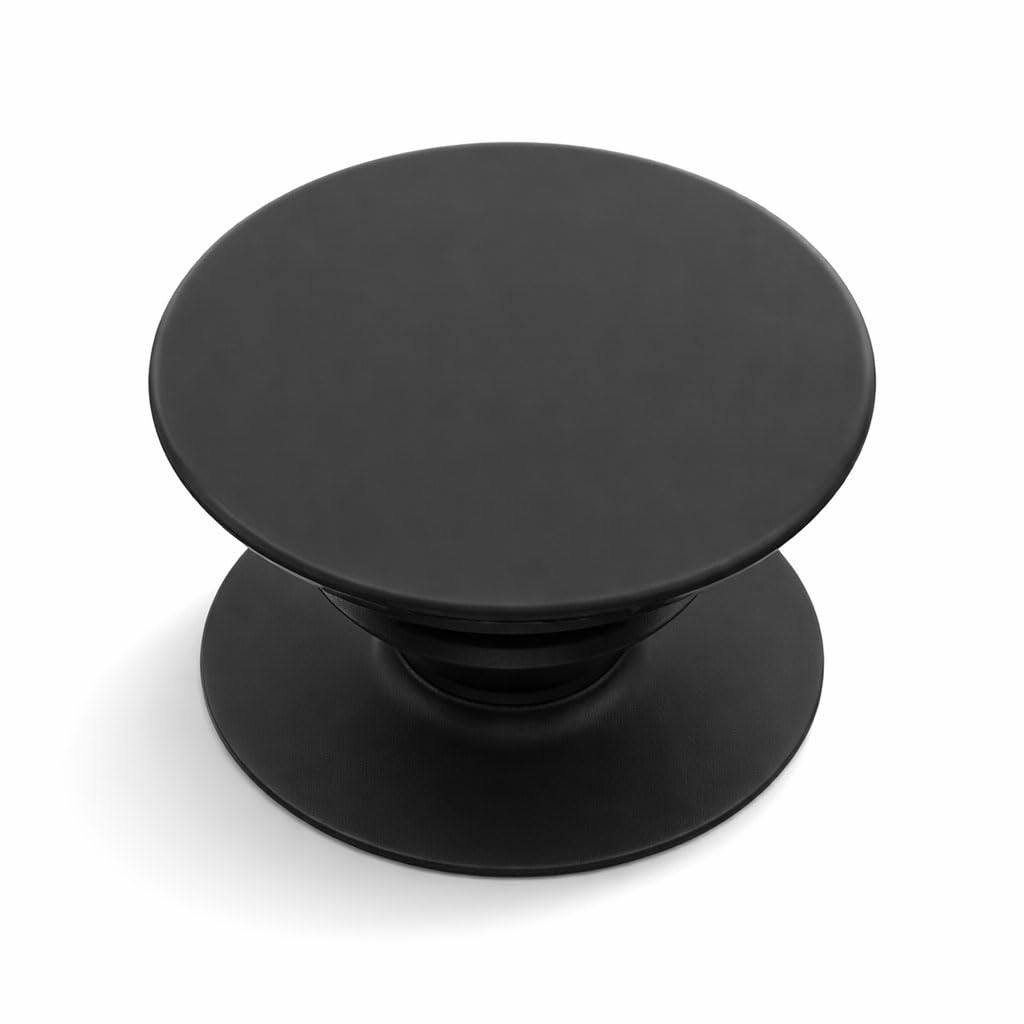 Black Plain Phone Grip Stand | Foldable Mobile Holder & Kickstand for All Smartphones | Strong Reusable Adhesive, Anti-Slip Anti-Drop Grip | Universal Phone Accessory for Desk & One-Hand Use