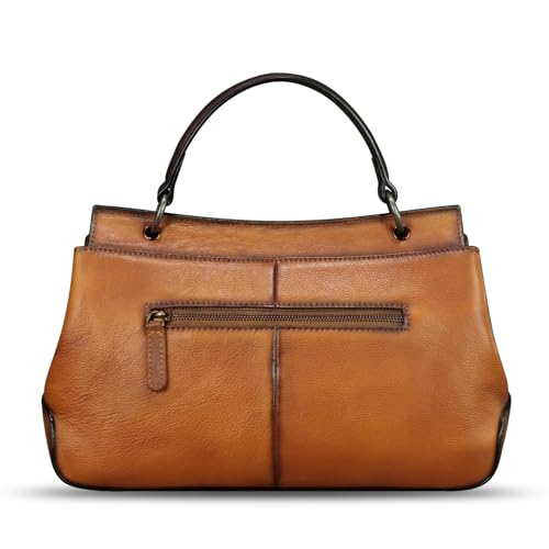 Image of Genuine Leather Handbag Satchel for Women Retro Leather Crossbody Bag Pouch Vintage Ladies Handbag Purse