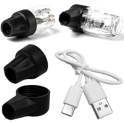 Lot de 2 Bouchons de Valve Pneu Lumineux à LED, étanches et à détection Vibrations, Rechargeables, Type C, pour Voiture, vélo, Accessoires