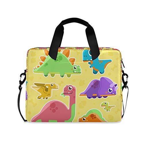 Yellow Cartoon Dinosaur Laptop Shoulder Bag Notebook Computer Handbag Sleeve Table Carrying Case Messenger Bags Fits 15.4 In for