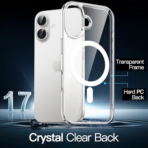 Image of JETech Magnetic Case for iPhone 17 6.3-Inch Compatible with MagSafe, Shockproof Phone Bumper Cover, Anti-Scratch Clear Back (Clear)