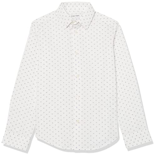Calvin Klein Camisa social masculina de manga comprida estampada, estilo abotoado com punhos e bainha, Prisma, 8 Husky