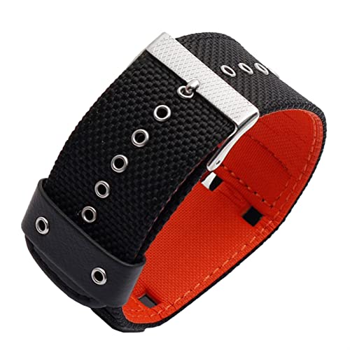 Bracelet de montre en cuir nylon agate finition haut de gamme 18mm