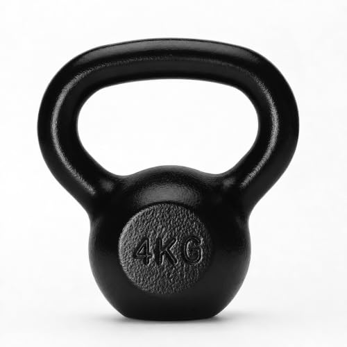 Image of Jimwalt Powder Coated Kettlebell Weight - Cast Iron, Anti-Slip Grip, Rust Resistant | Strength Training, Cross Training, Functional Fitness Equipment (Powder Coated 4KG)