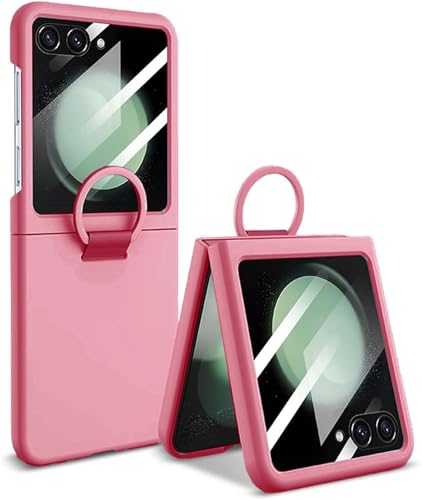 Image of Kapa Ultra Thin PC + D Ring Back Case for Samsung Galaxy Flip7 / Z Flip 7 |with [Inbuilt Glass] Shockproof Slim Hard Protective Cover (Red)