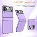 for Samsung Z Flip 4 Case: [Full Cover Hinge Protection] Slim Phone Case with Built-in Screen Protection Metal Volume Key Protection Wireless Charging for Galaxy Z Flip 4 5G(2022) (Purple)