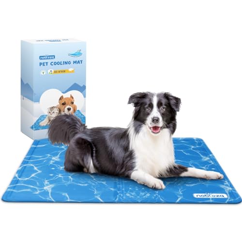 Nobleza Dog Cooling Mat M 65x50cm Durable Leakproof Pet Cool Mat Non-Toxic Gel Self Cooling Pads Scratch-Resistant Cooling Bed Mattress for Medium Dogs Cats Puppy in Hot Summer Blue