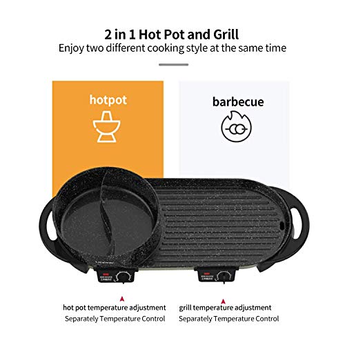 Liven Electric Grill With Hot Pot SK-J6860 Multifunctional, Indoor Teppanyaki Grill/Korean BBQ/Shabu Shabu Hot Pot, 3.6L Capacity for 2-10 People