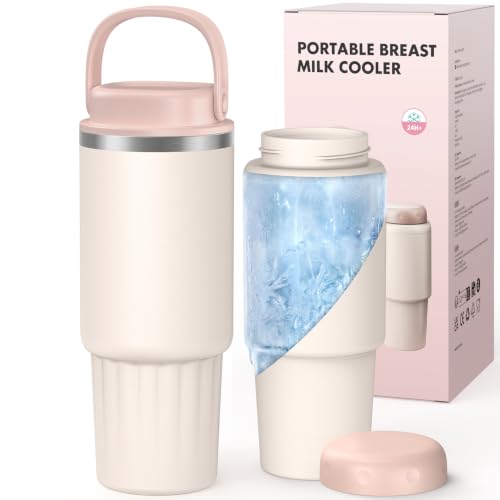 Hibobi 13oz Portable Breastmilk Cooler, Fit Car Cup Holder, 24H Cooling