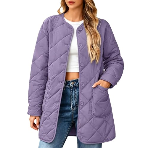 YRAETENM Quilted Jackets for Women Warm Mid Length Lightweight Puffer Coats - image 1