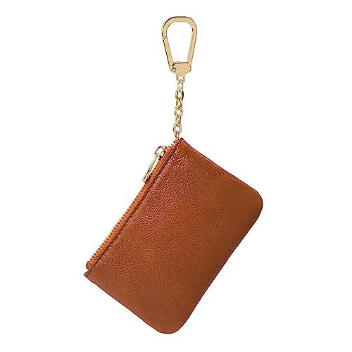 1 Pcs Leather Zipper Coin Purse Wallet With Key Chain, Coin Organizer, Change Holder,Card Case, Mini Slim Leather Zipper Storage Bag for Men & Women4