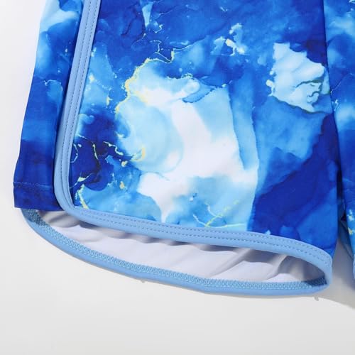 Image of Weixinbuy Girls 3 Piece Swimsuit Bathing Suits Solid Bikini Set with Printed Sports Shorts Swimwear for 9-16Y Teen Girls