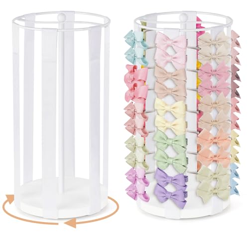 Dahey Bow Holder for Girls Hair Bows Modern Hair Bow Organizer 360 Rotation Hair Accessories Organizer Storage Stand Display for Girls White