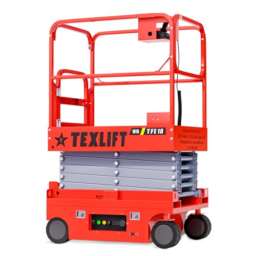Full Electric Self-Propelled Scissor Lift – Hydraulic Mobile Lifter Aerial Work Platform Height 18 Feet Overall Height 25 Feet – Portable Man Lift Table for Home and Commercial Use - (US-TFE18)