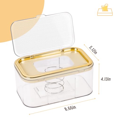 Image of Flenpptly Baby Wipes Dispenser, Large Capacity Wipe Holder, Gold | Wipes Container for Bathroom Keep Wipes Fresh & Easy to Open
