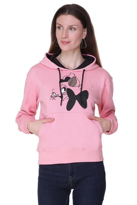Image of Raves Womens Stylish Printed Hoodie | Trendy Cotton Fleece Hooded Sweatshirt for Women & Girls | Full Sleeve Winter Wear Pullover