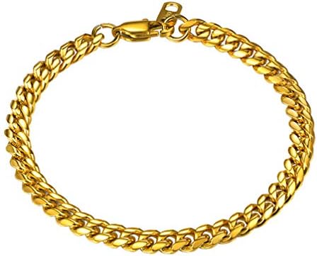 PROSTEEL Mens 18K Gold Plated Bracelet Hip Hop Stainless Steel Chain Hiphop Jewelry Rock Cuban Link Bracelets for Women Men