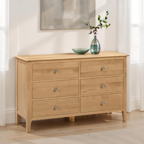 Julian Bowen 6 Drawer Wide Chest, Wood, Oak, One size, COT103