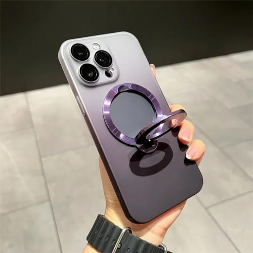 Étui de support pour iPhone 15 Pro Max violet avec charge magnétique