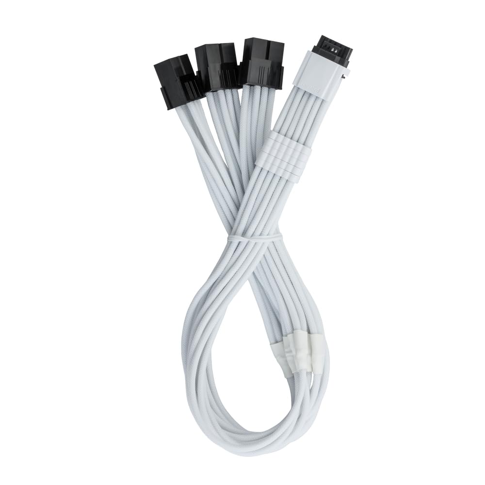 CableMod 16-pin to Triple 8-pin PCI-e Extension, 45cm, White, StealthSense Technology, Graphics Card, PSU Compatible